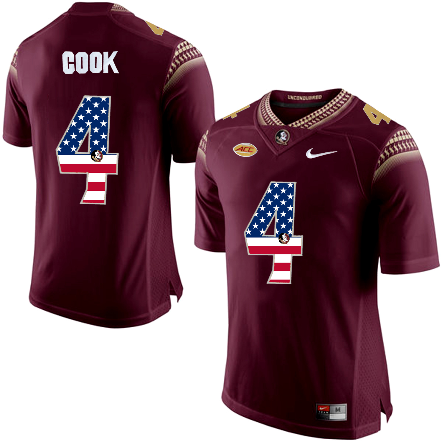 US Flag Fashion Men Florida State Seminoles Dalvin Cook #4 College Football Limited Jersey  Red